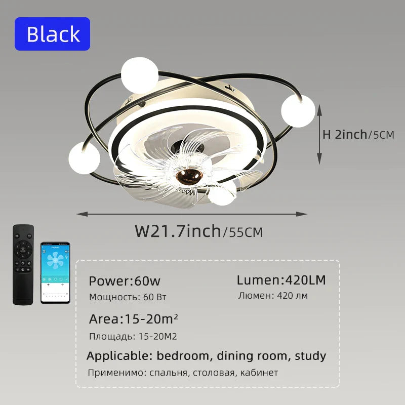 Nordic Ceiling Fan Light with Remote Control - 6 Fan Speeds