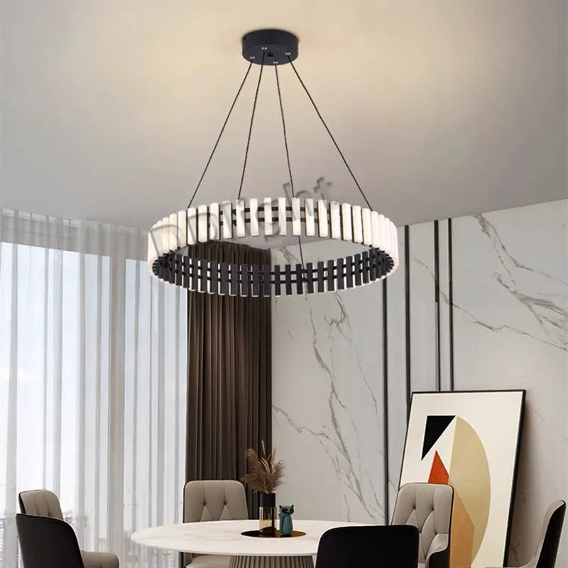 Modern Circle Chandelier: Bright 360° Lighting for Living Room, Kitchen & Bedroom