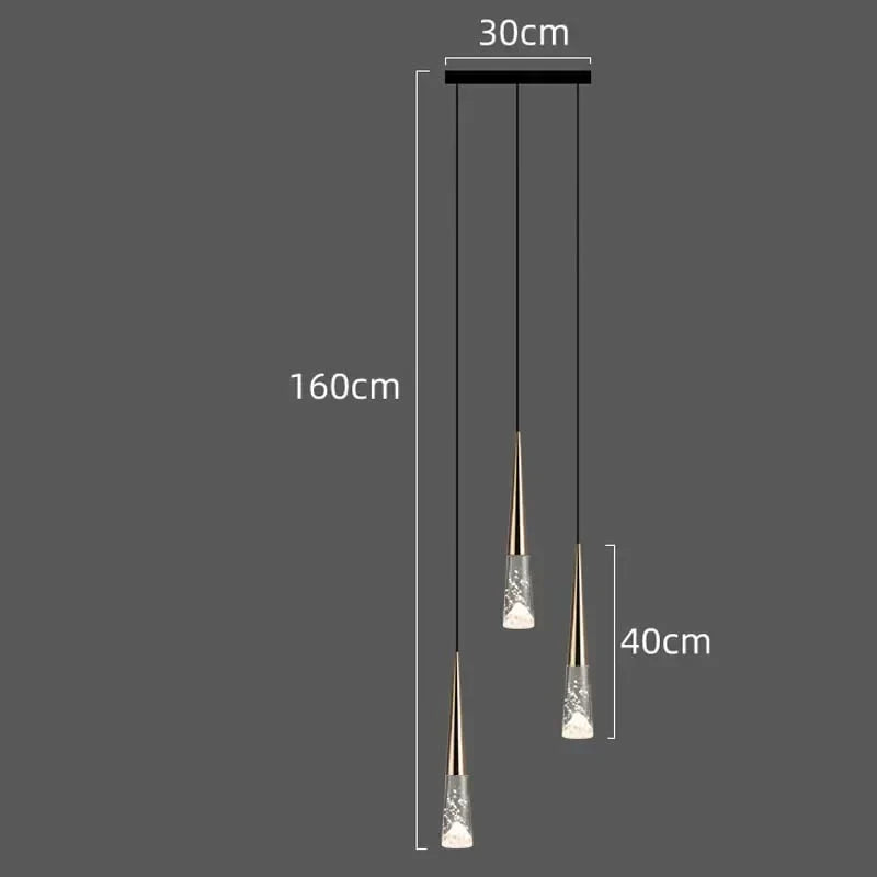 LED Rain Drop Chandelier Staircase Pendant Light - Nordic Design Island Hanging Lamp
