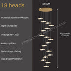 Gold Acrylic Chandeliers LED Pendant Lamp Modern Staircase Living Room Lighting