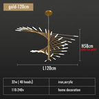 Firework Shape LED Chandelier in Gold and Black for Home Lighting