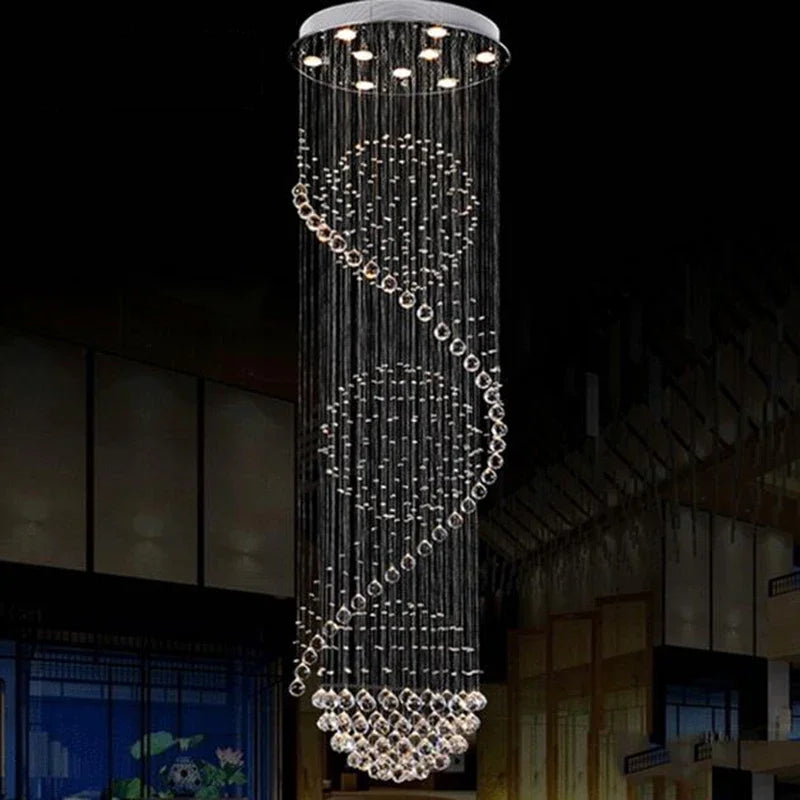 Crystal LED Chandelier: Modern Spiral Fixture for Dining, Living Room, Bedroom, Staircase