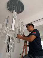 Luxury LED Crystal Spiral Staircase Chandelier for Duplex Villa & Restaurant