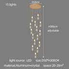 Crystal Columnar Chandelier Stair Light for Home, Restaurant, Bar, and Villa