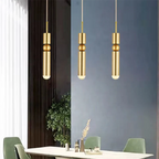 Black Gold LED Tube Glass Chandelier for Home & Shop Decoration