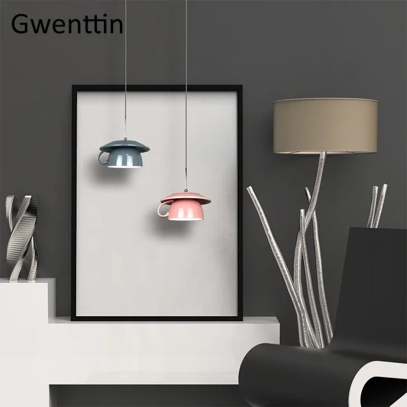 Ceramic Cup Pendant Light: Stylish LED Hanging Lamp for Home Decor and Kitchen