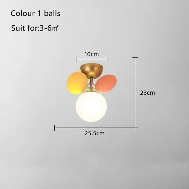 Kids' Room Glass Ball Chandelier, Modern LED Ceiling Light Fixture
