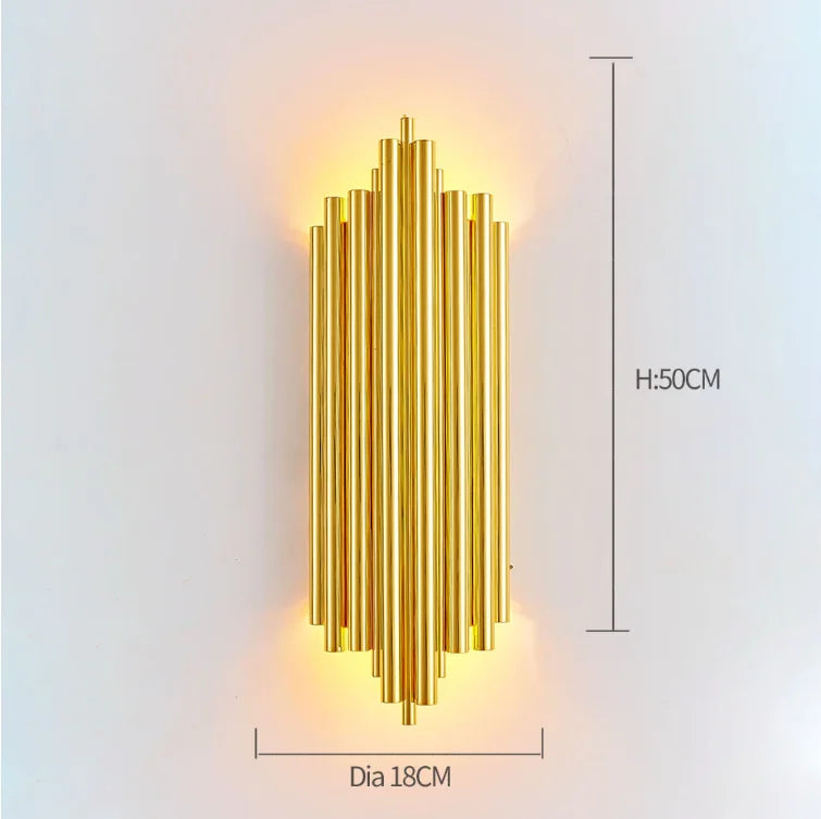 Golden Crystal Wall Lamp: Elegant LED Sconce for Bedroom, Living Room, Bathroom