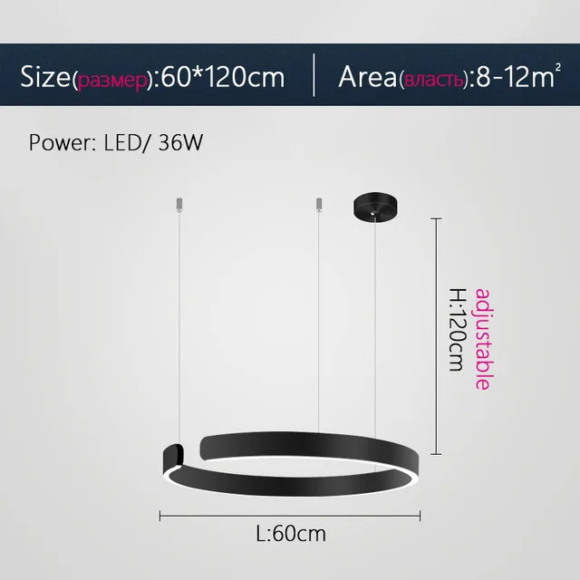 Modern LED Chandelier: Height Adjustable Pendant for Dining & Living Room.