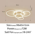 Modern Golden White Ring Chandelier for Living Room, Dimmable LED Ceiling Light
