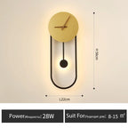 Nordic Wall Lamp Clock Modern Silent Bedroom Decor Lighting