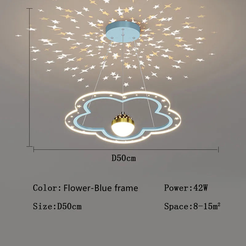 Cloud Flower LED Chandelier: Kid's Bedroom Starry Sky Decorative Lighting Fixture