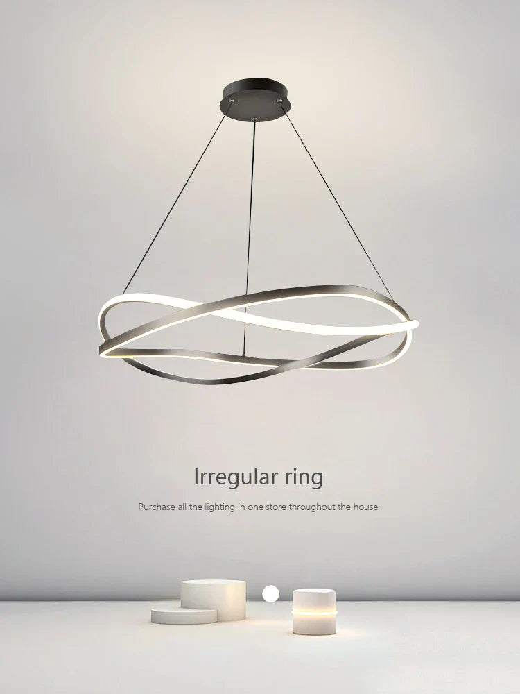 Minimalist Curve Ring LED Pendant Light for Living Dining Bedroom Chandelier