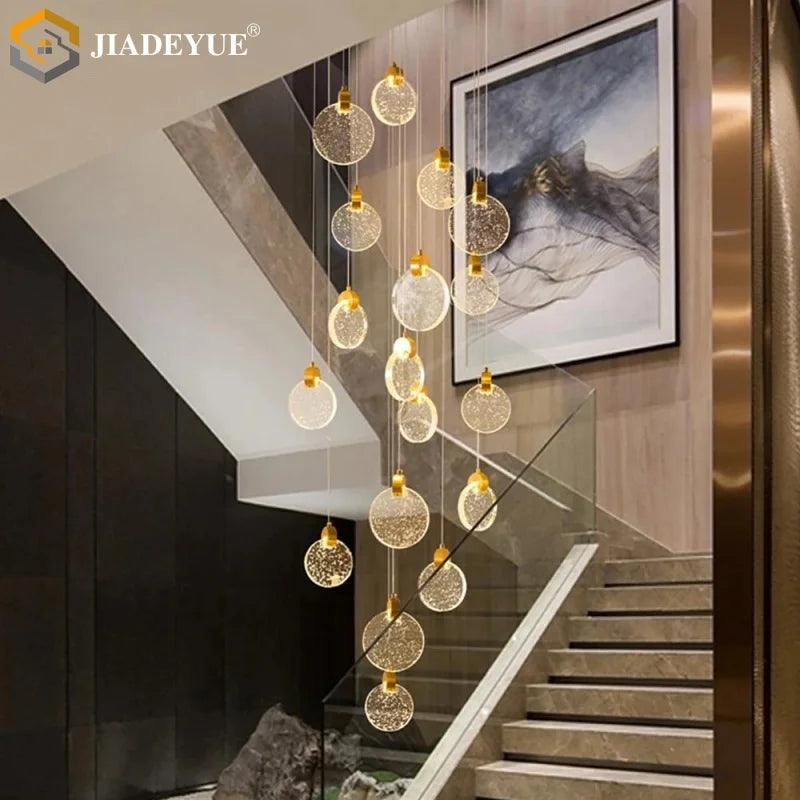 Crystal Spiral Chandelier LED Modern Minimalist Staircase Living Room Light