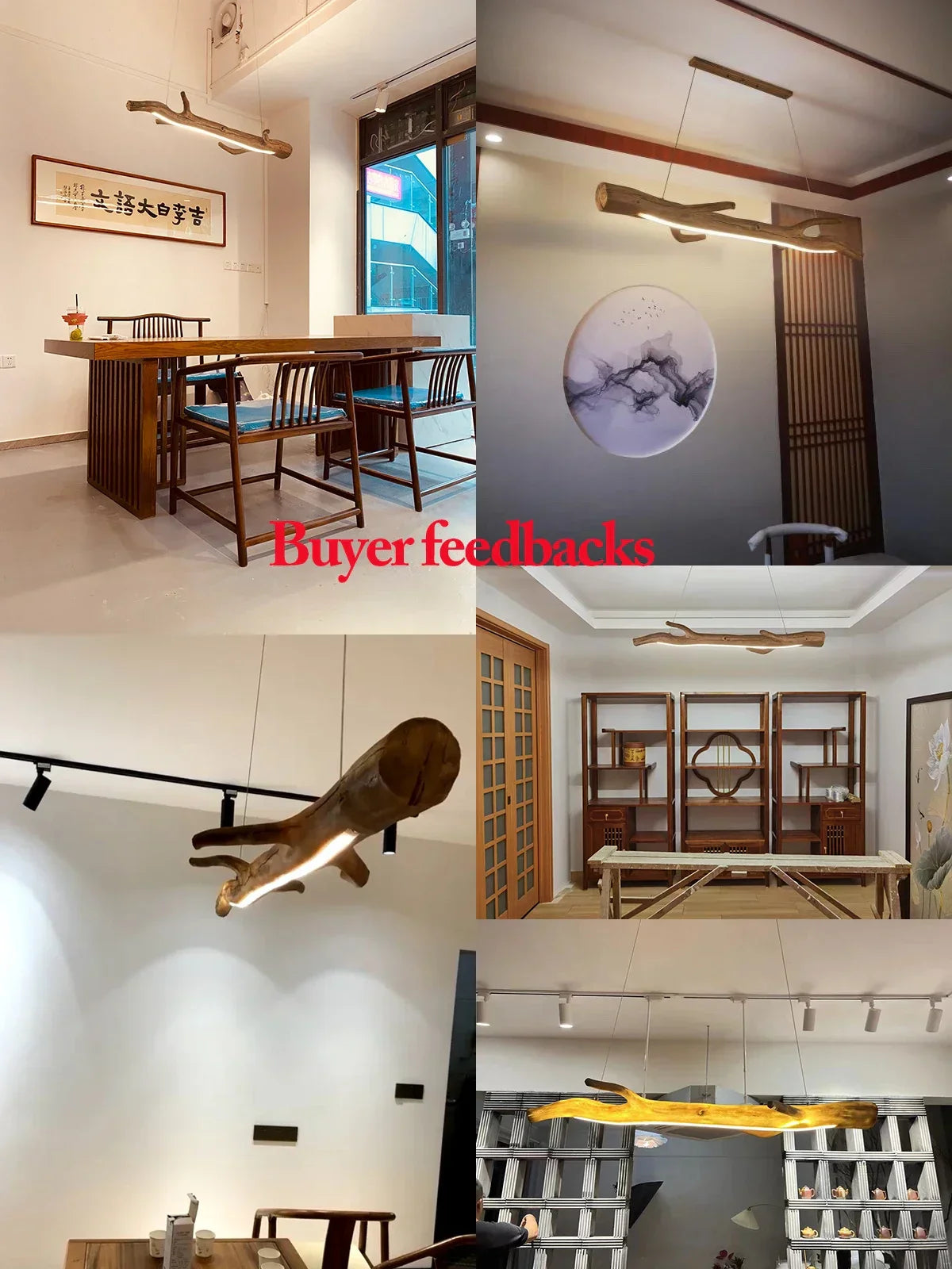 Resin Branches Pendant Lights: Simulated Wood Color LED Hanging Lamp for Indoor Decor