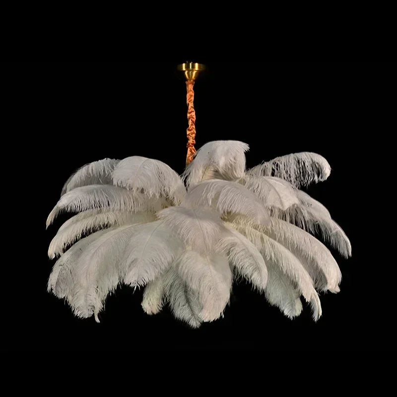 Ostrich Feather LED Pendant Lamp for Living Room or Bedroom Decor