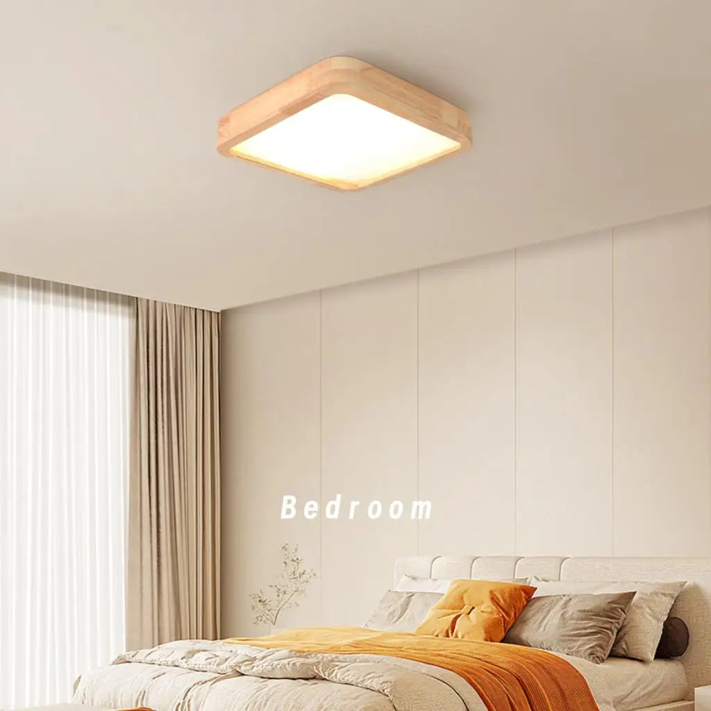 Nordic Wooden LED Ceiling Light Modern Acrylic Lampshade Fixture