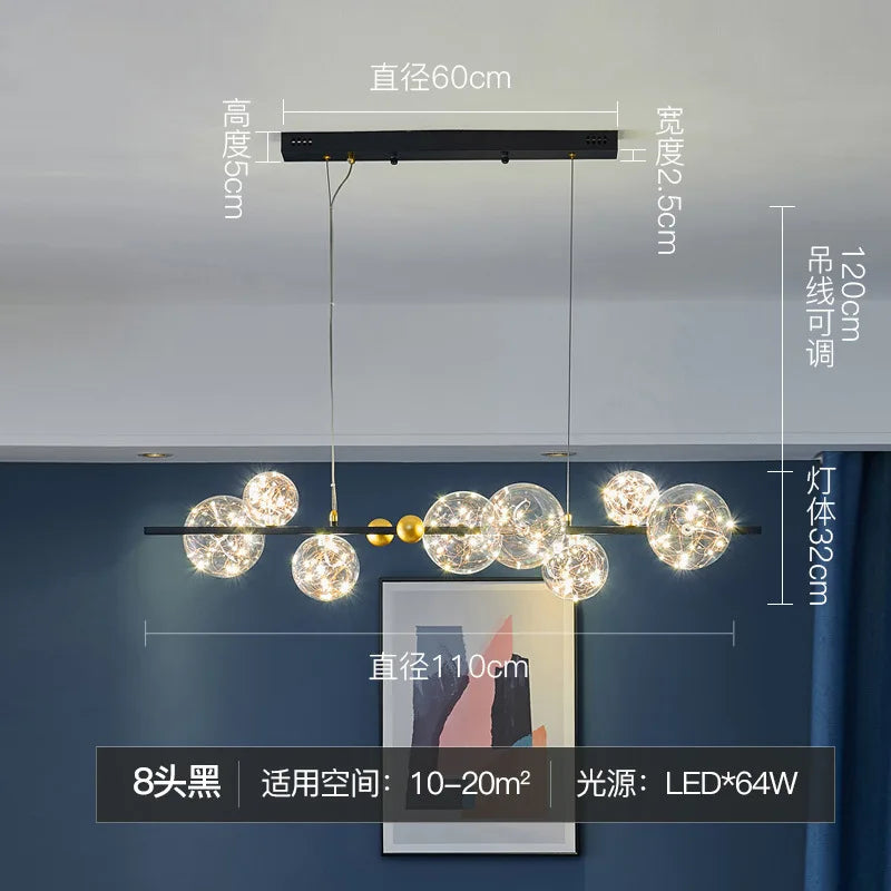 Nordic Glass Bubble LED Chandelier: Modern Parlor Dining Room Lighting for Romantic Atmosphere