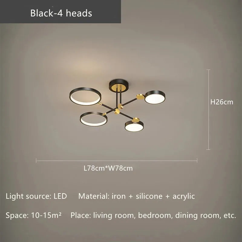 Gold Frame LED Remote Control Dimmable Ceiling Lamp for Living Room, Dining, Bedroom