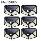 Solar 100LED Outdoor Wall Lamp with PIR Motion Sensor for Garden Courtyard