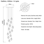 Diamond Crystal Ball Chandelier, Luxury LED Light Fixture for Staircase and Living Room