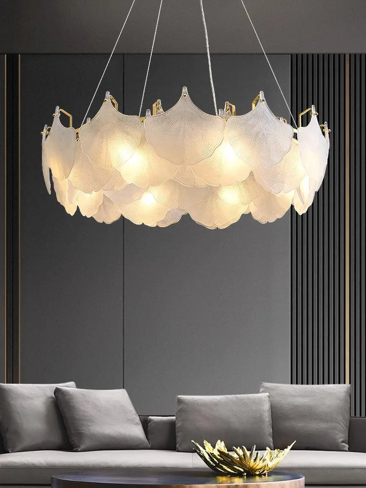 Glass Chandelier LED Circle Pendant Lights for Modern Luxury Living & Dining Decor