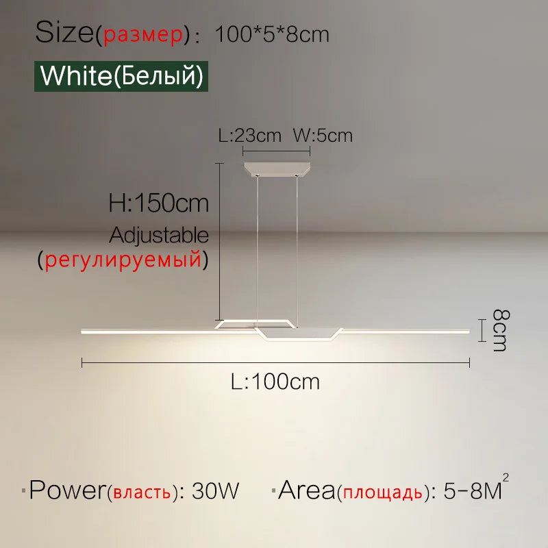 Modern Minimalist Chandelier Lamps Luxury Designer Strip Table Island Light