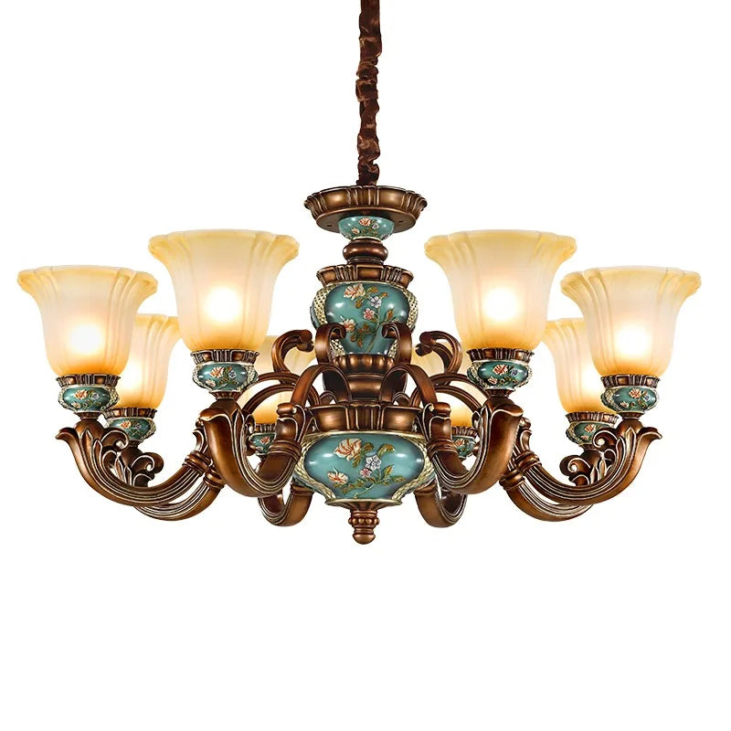 European Vintage Resin Chandelier: Elegant Luxury Lighting for Living Room, Bedroom, and Restaurant