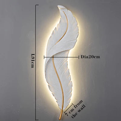 Nordic Feather LED Wall Lamp White Indoor Sconce Light for Bedroom, Living Room