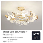 Ginkgo Leaf Bedroom Lamp: Post-modern Romantic Art Ceiling Light for Master Bedroom