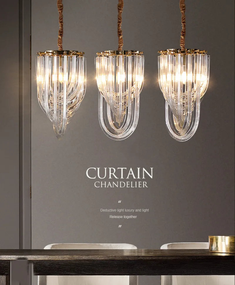 Modern Nordic Glass Tube Chandelier for Living Room Bedroom Restaurant Lighting