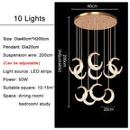 Moon Design Acrylic LED Chandelier: Modern Staircase Pendant Light for Living and Dining Room