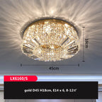 Crystal LED Ceiling Lights Shiny Gold/Chrome Steel E14 Mount Fixtures