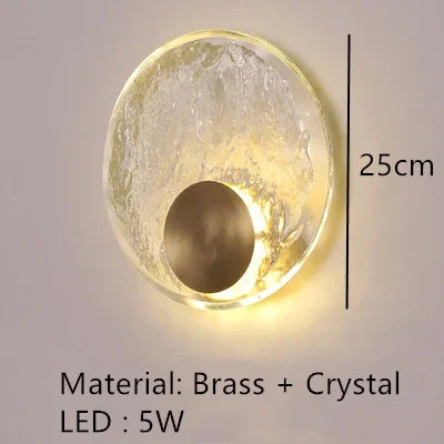 Circle Glass Wall Light: Nordic Crystal Bedside Lamp for Designer House Decor