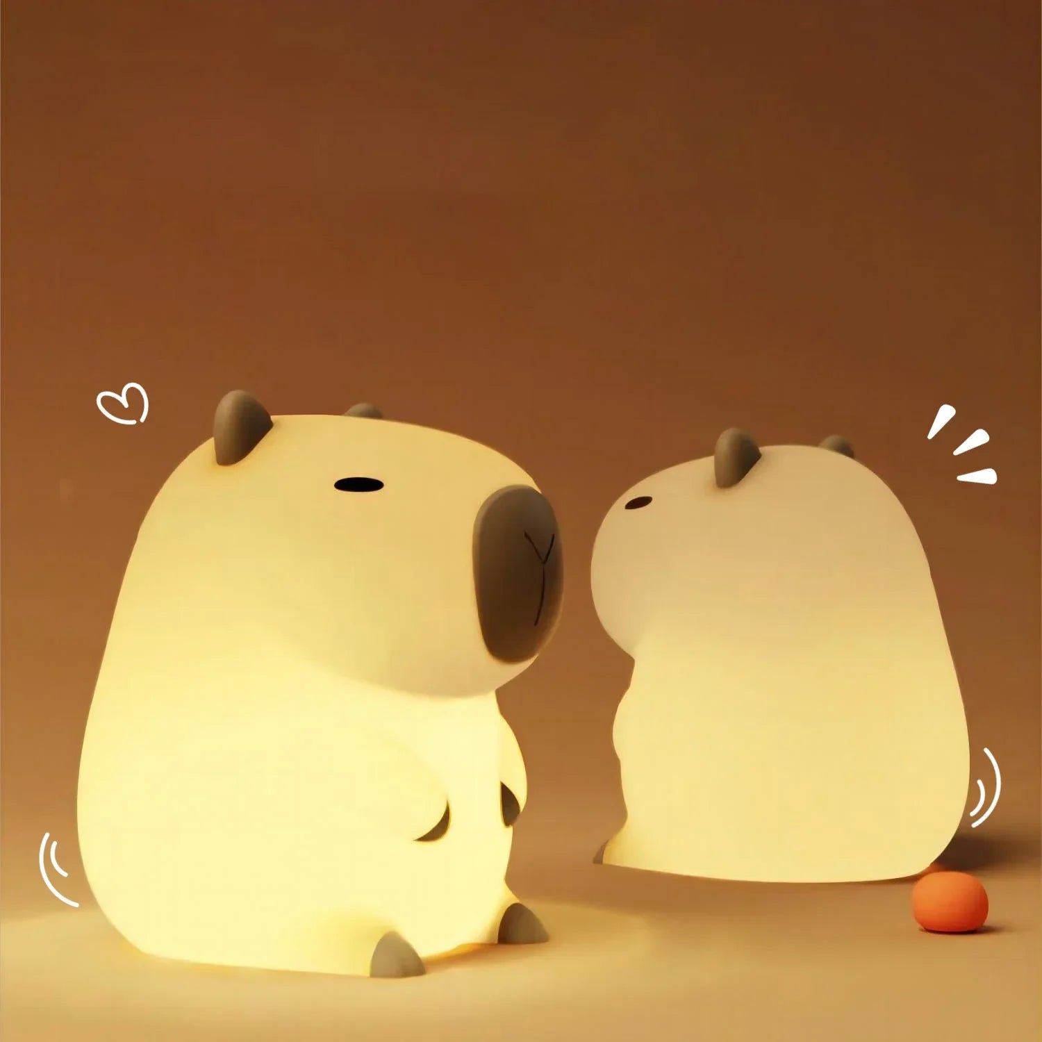 Capybara Silicone Night Light | Rechargeable, Adjustable Brightness, Timer, Cute Animal Design