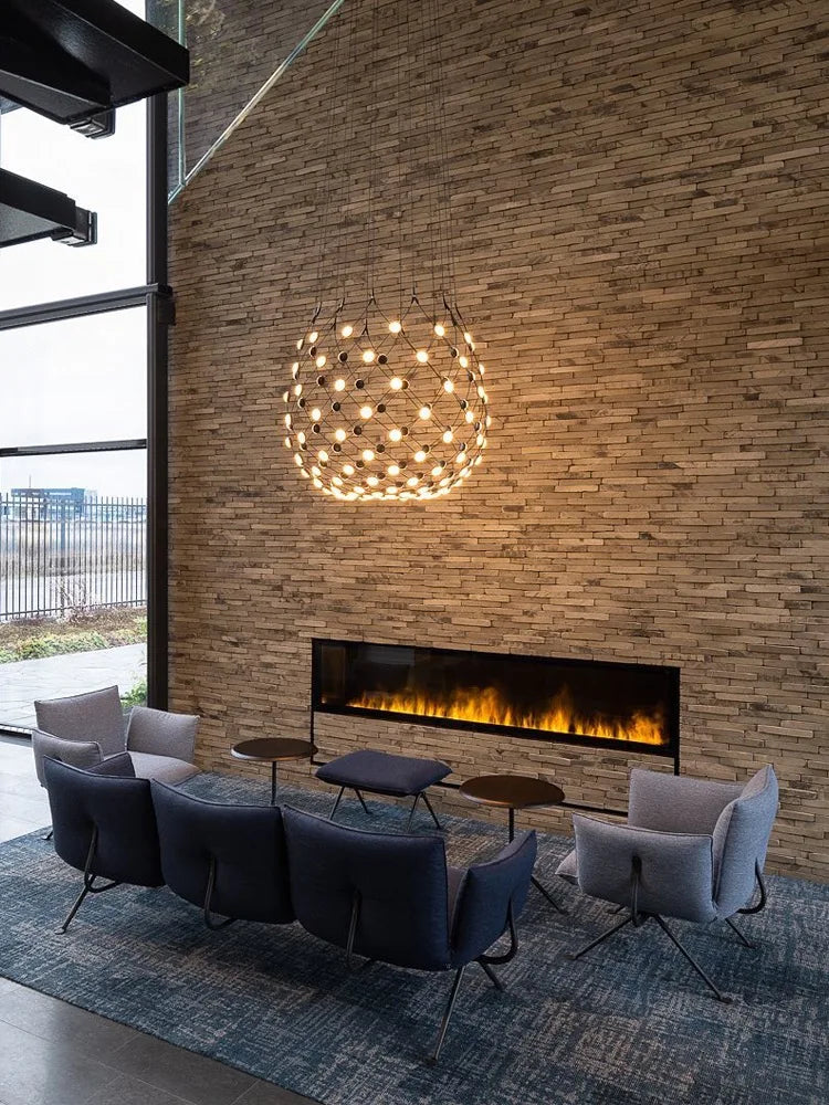 Mesh Ceiling Chandelier: Industrial Living Room Pendant Light for Home Decor