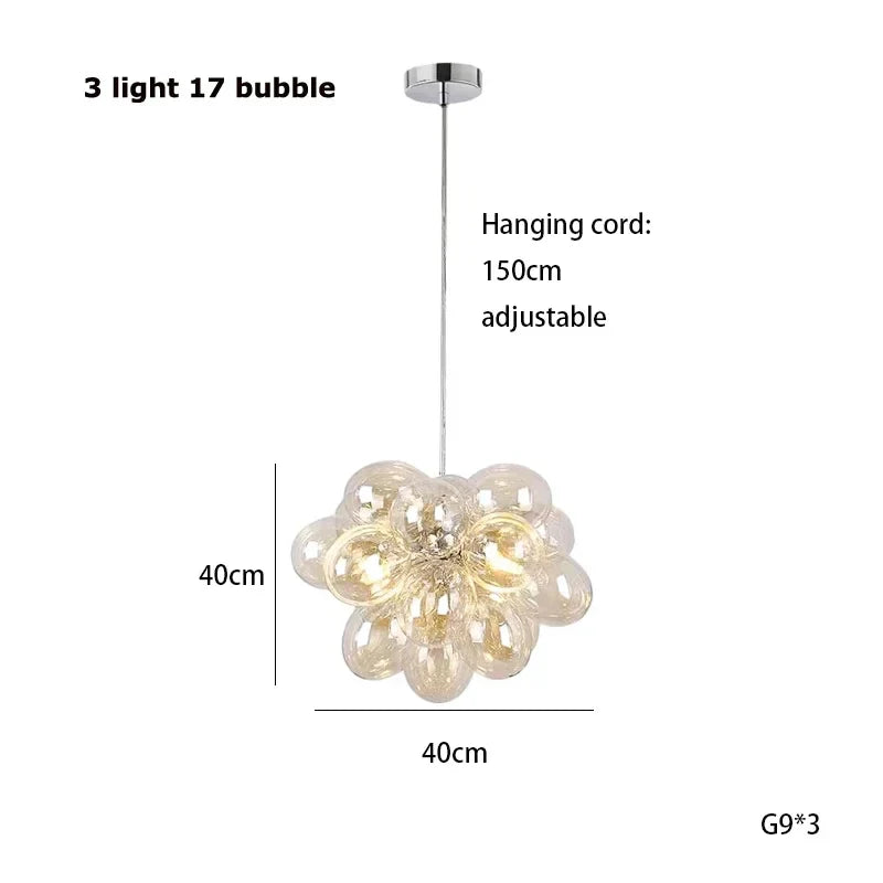 Modern Colour Bubble Chandelier for Living Room Bedroom Decor, Industrial Pendant Lighting