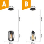 Black Metal Cage Pendant Light - Vintage Industrial Loft Kitchen Lighting