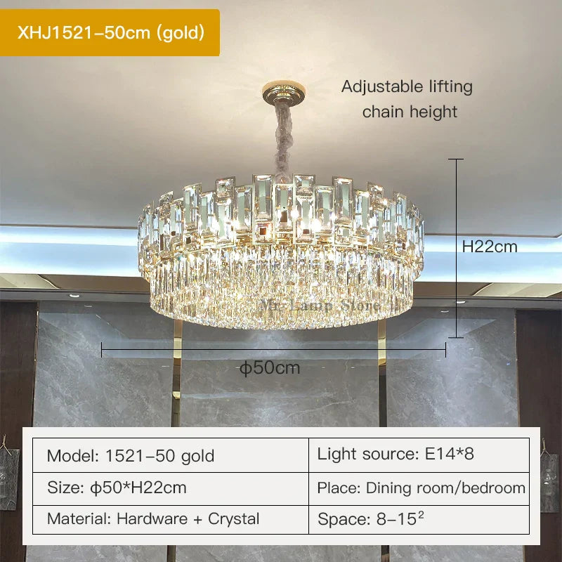 Crystal Chandelier: Modern Elegant Lighting for Living Room, Bedroom, Kitchen