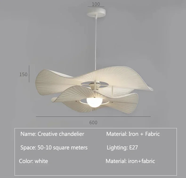 Modern Cream Fabric LED Pendant Flower Chandelier for Home Decoration