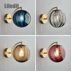 Modern Golden Glass Ball Wall Sconce Light Fixture for Indoor Living Room Décor