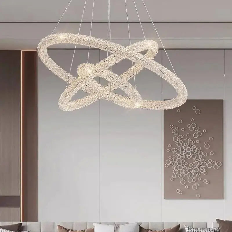 Crystals Pendant Lights: Modern Dimmable Chandelier for Luxury Living Room, Dining, Bedroom