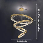 Crystal LED Chandelier Circle Hanging Lamp - Modern Luxury Dimmable Lighting