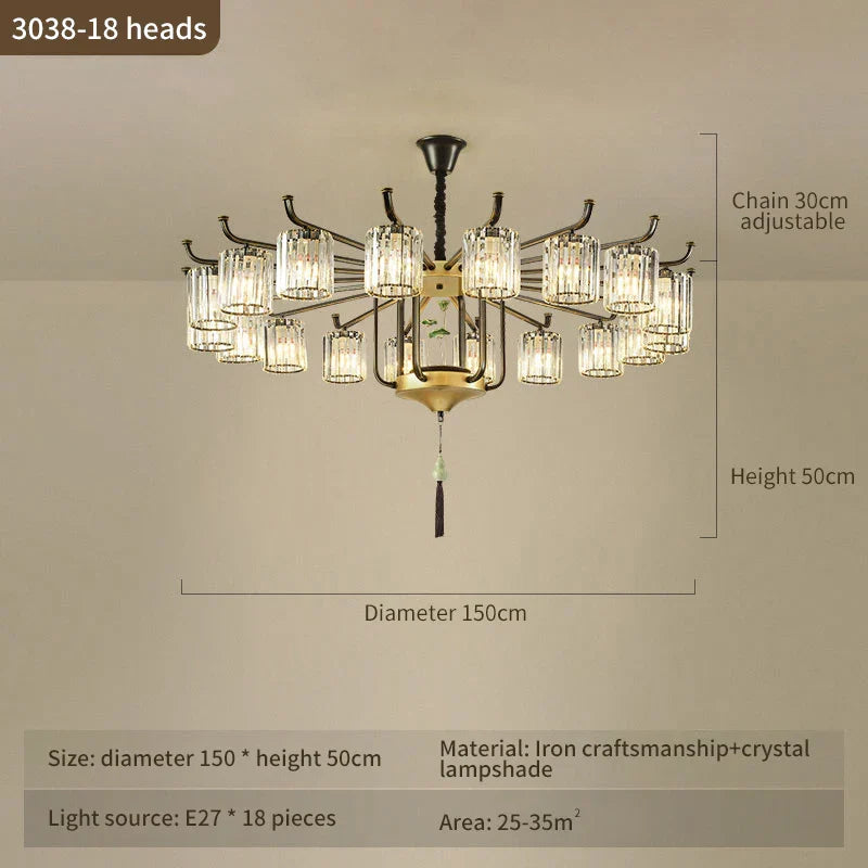 Luxury Crystal Chandelier: Modern Chinese Villa Living Room Lighting