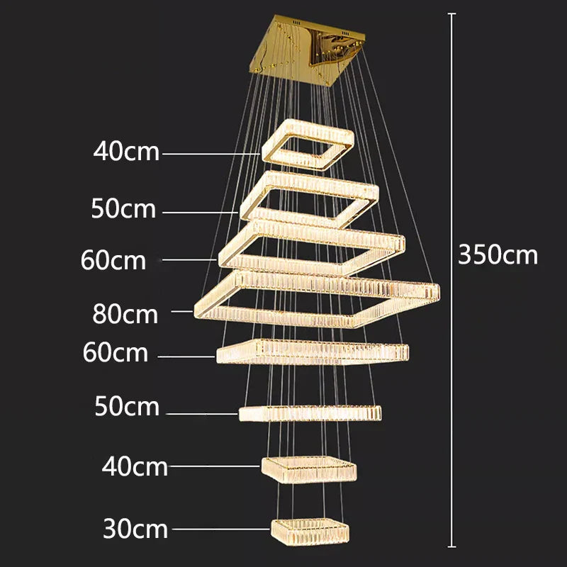 Crystal Chandelier Stair Pendant Lamp Living Room Pendant Lights Interior Lighting