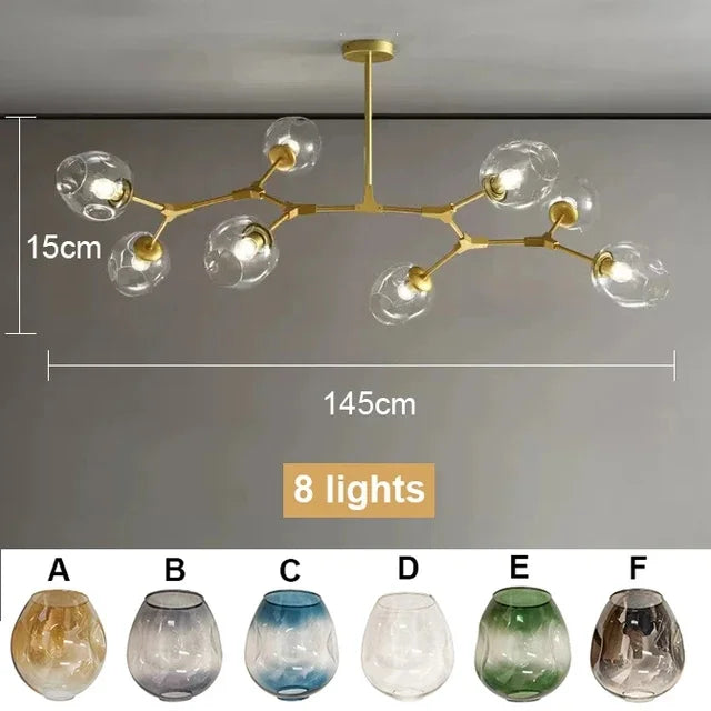 Molecular Design Glass Chandelier Ceiling Pendant for Luxury Living & Dining Rooms