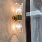 Luxury Crystal Glass Wall Sconce Light Fixture Gold for Bedroom Living Room