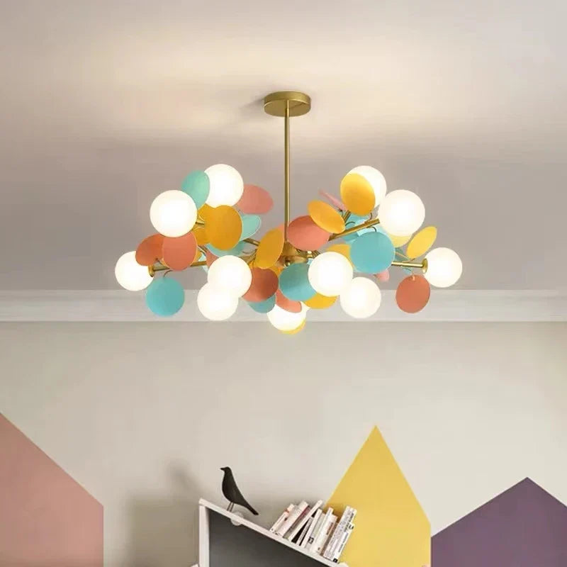 Scandinavian Chandelier: Colorful Magic Bean Tree Branch Light for Living Room