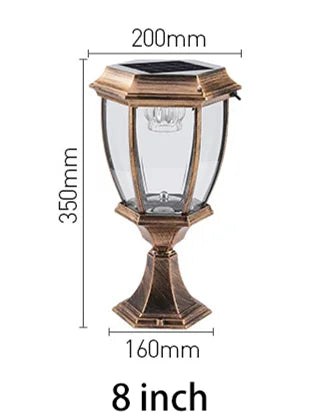 Solar LED Outdoor Villa Column Lamp - Retro Style Pillar Garden Street Light