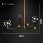 Black Gold Brass Chandelier with Clear Glass Art - Vintage Geometric Lighting